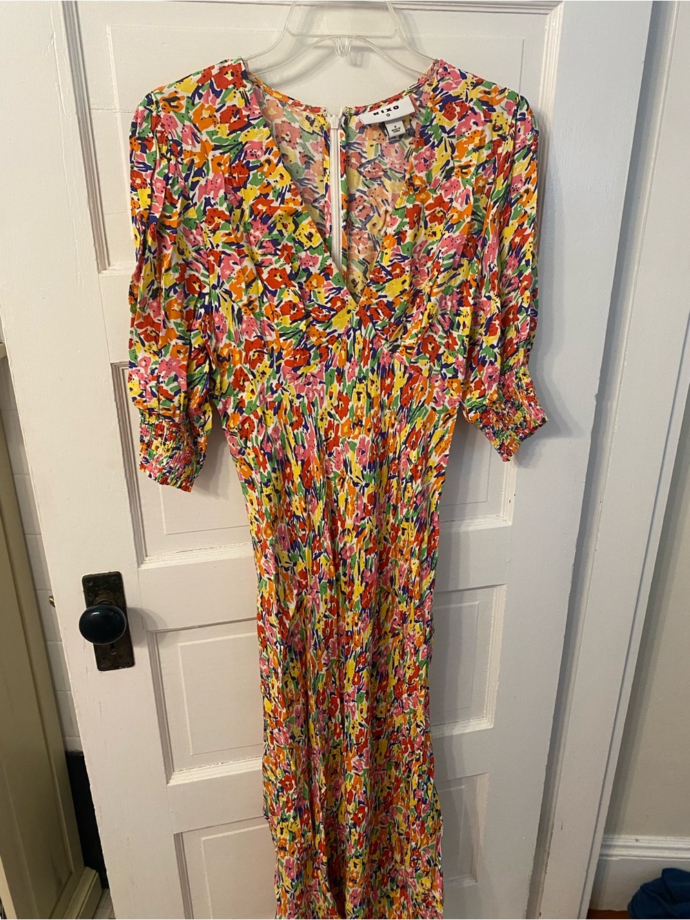 RIXO Colorful Floral V-Neck Maxi Dress - Pink & Yellow